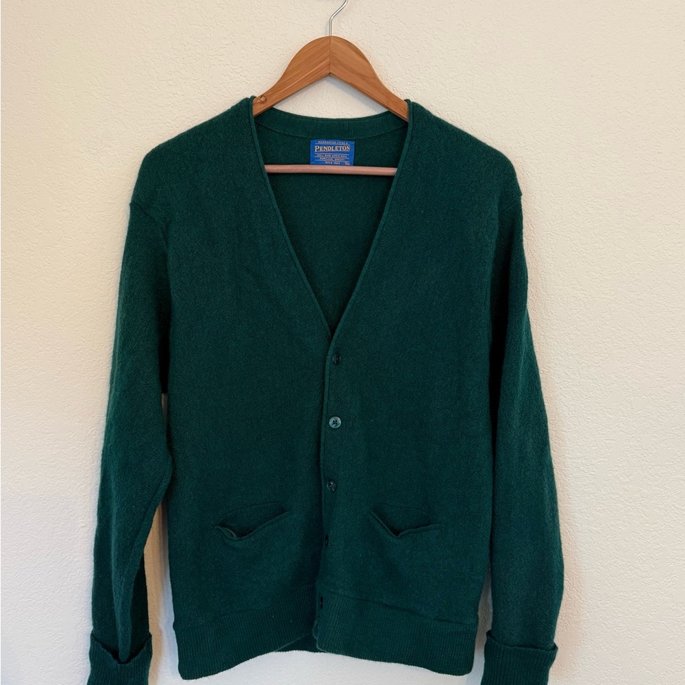 Vintage Pendleton Knockabouts 100% Wool Button Up Sweater Womens XL Green USA - Picture 4 of 9